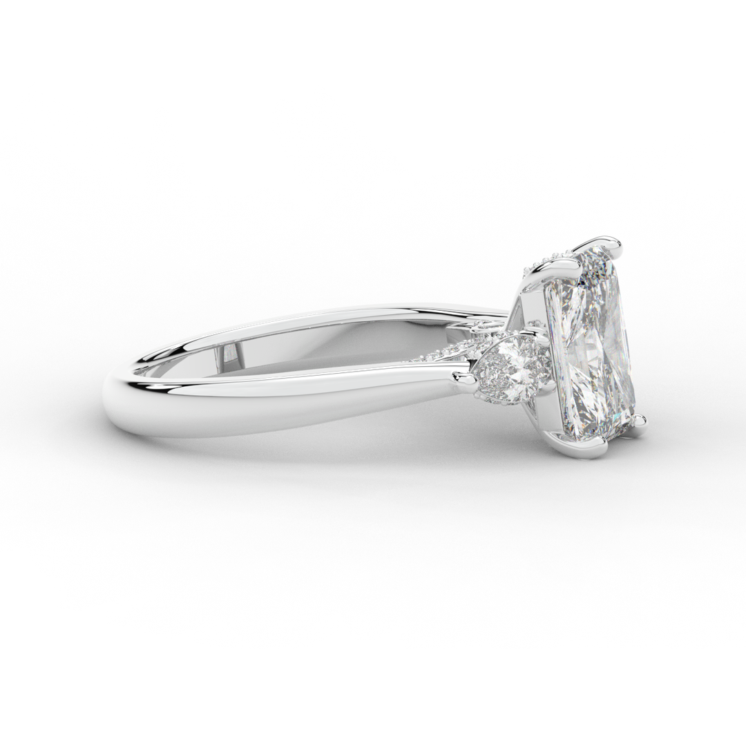 2.40CT.TW RADIANT LAB DIAMOND 3 STONE ENGAGEMENT RING - Nazarelle