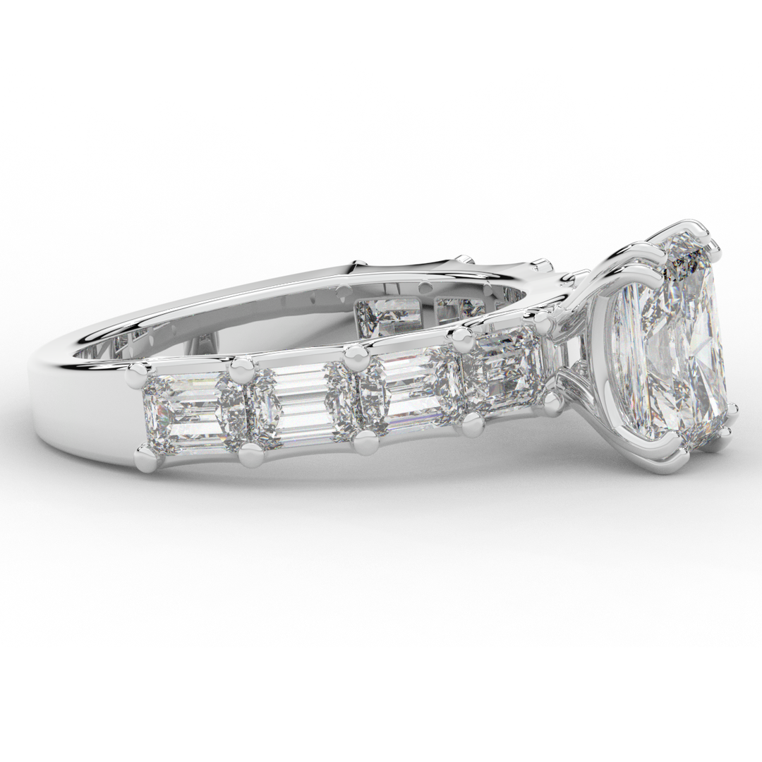 3.75CT.TW RADIANT LAB DIAMOND SOLITAIRE ENGAGEMENT RING - Nazarelle