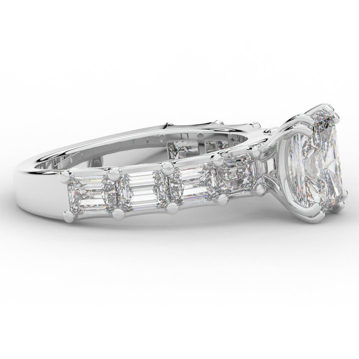 3.75CT.TW RADIANT LAB DIAMOND SOLITAIRE ENGAGEMENT RING - Nazarelle