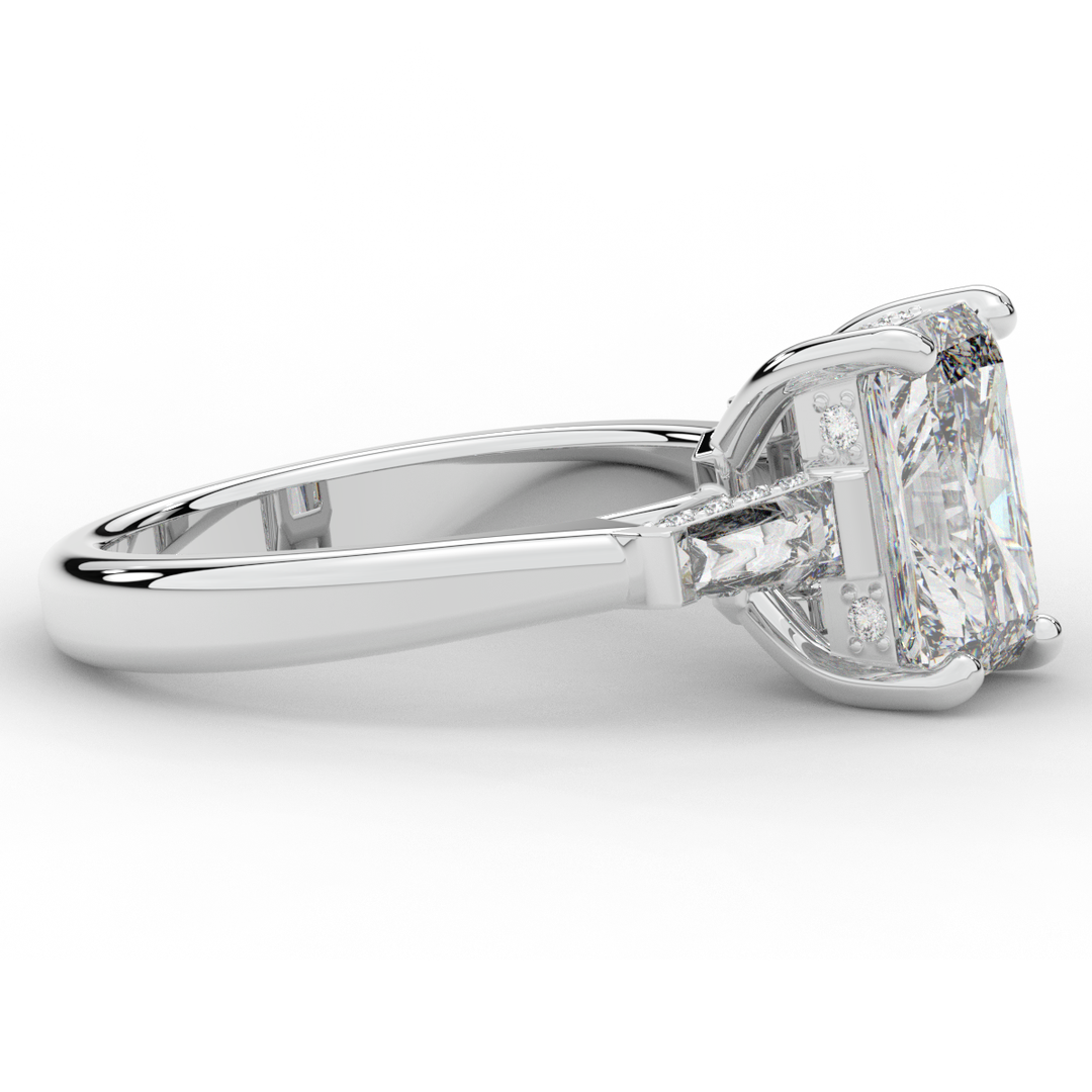 3.45CT.TW RADIANT LAB DIAMOND 3 STONE ENGAGEMENT RING - Nazarelle