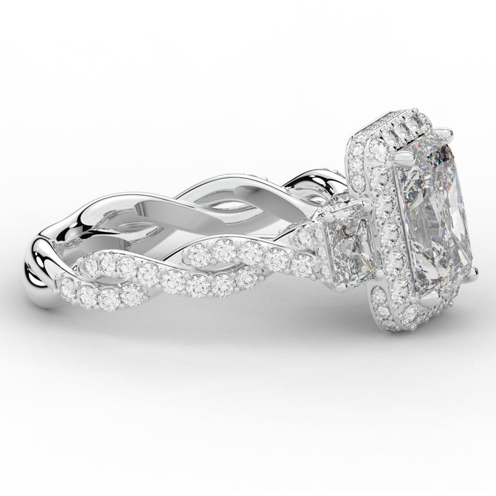 4.70CT.TW RADIANT LAB DIAMOND 3 STONE ENGAGEMENT RING - Nazarelle