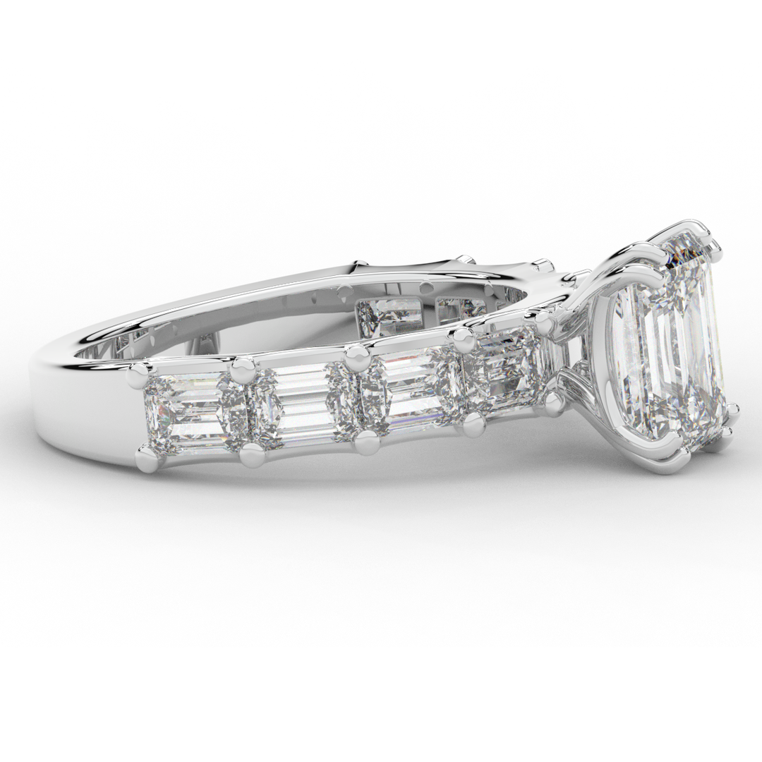 3.75CT.TW EMERALD CUT LAB DIAMOND SOLITAIRE ENGAGEMENT RING - Nazarelle