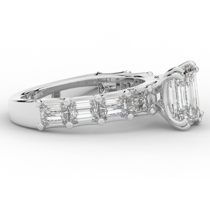 3.75CT.TW EMERALD CUT LAB DIAMOND SOLITAIRE ENGAGEMENT RING - Nazarelle