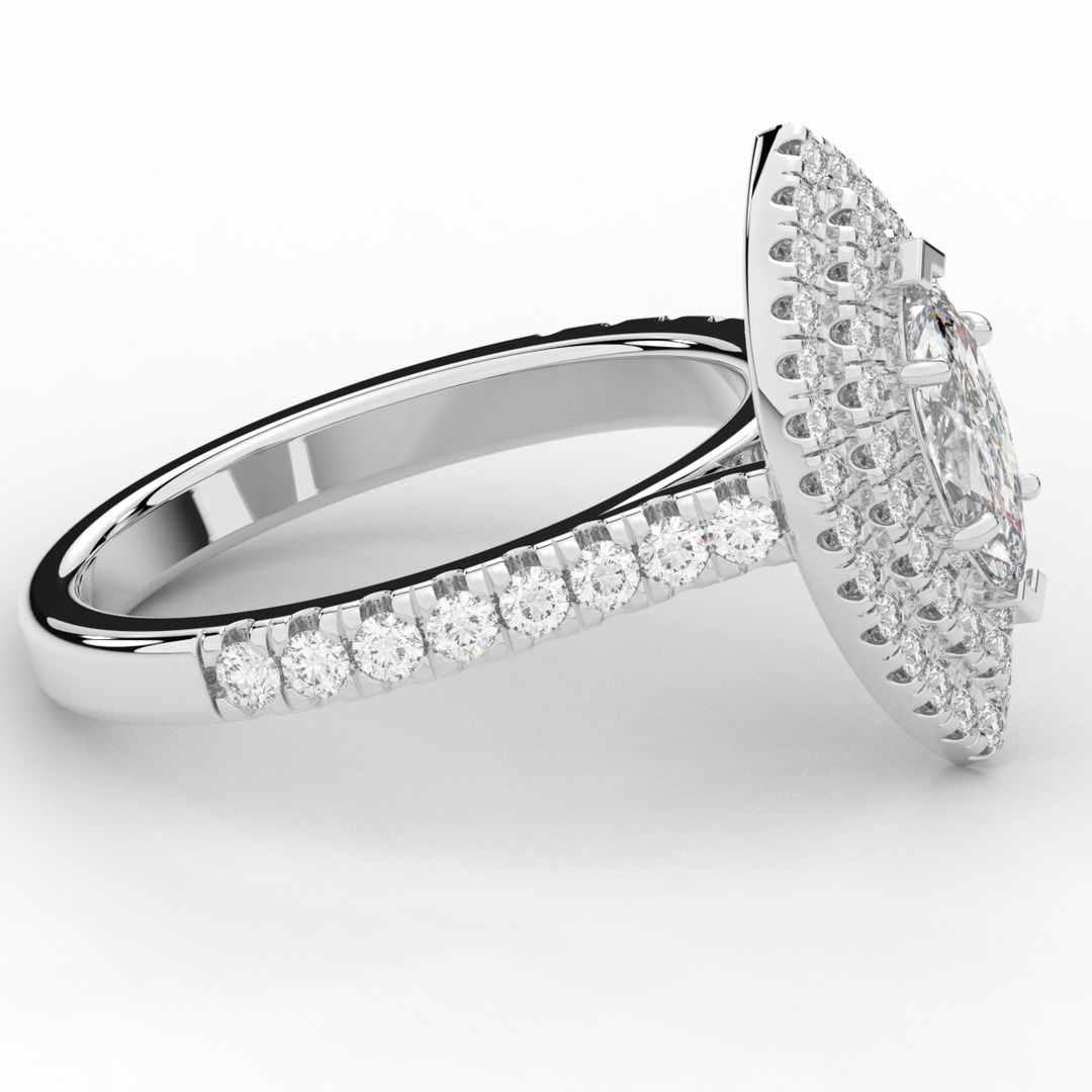 1.00CT.TW MARQUISE LAB DIAMOND HALO ENGAGEMENT RING - Nazarelle