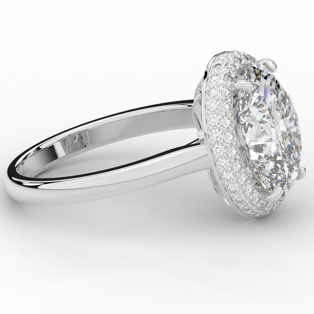 4.40CT.TW OVAL LAB DIAMOND HALO ENGAGEMENT RING - Nazarelle