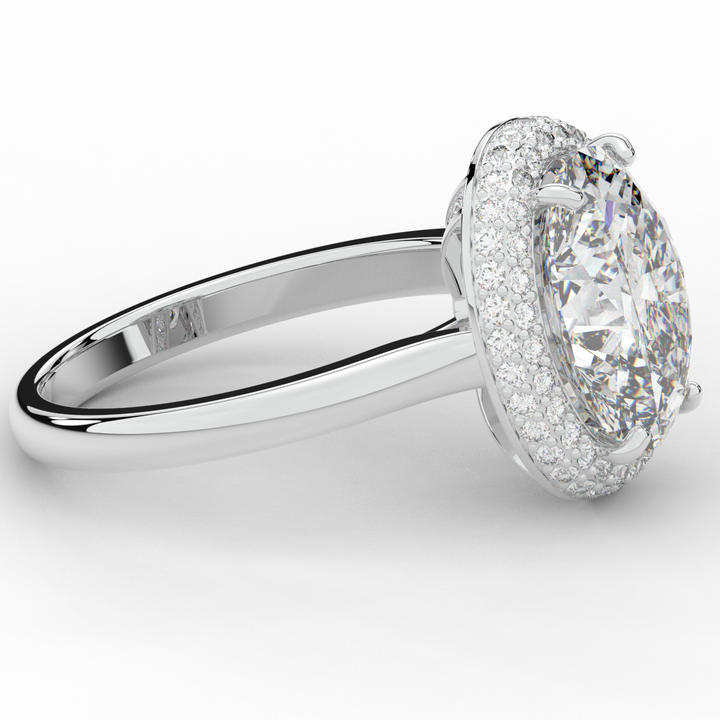 4.40CT.TW OVAL LAB DIAMOND HALO ENGAGEMENT RING - Nazarelle