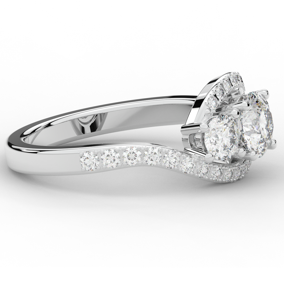 1.65CT.TW ROUND LAB DIAMOND TWIST HALO ENGAGEMENT RING - Nazarelle