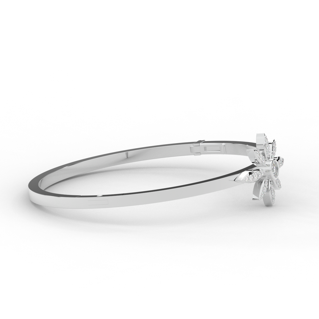 0.40CT.TW ROUND LAB BEZEL AND PRONG SET FLOWER DIAMOND BANGLE - Nazarelle
