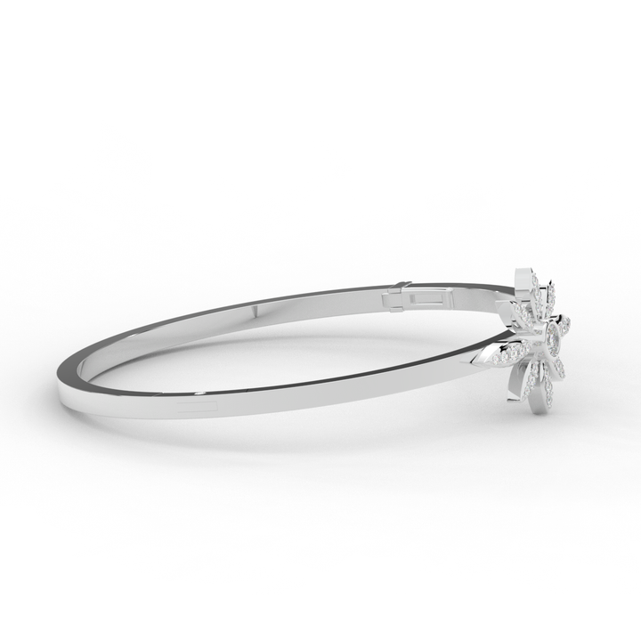 0.40CT.TW ROUND LAB BEZEL AND PRONG SET FLOWER DIAMOND BANGLE - Nazarelle