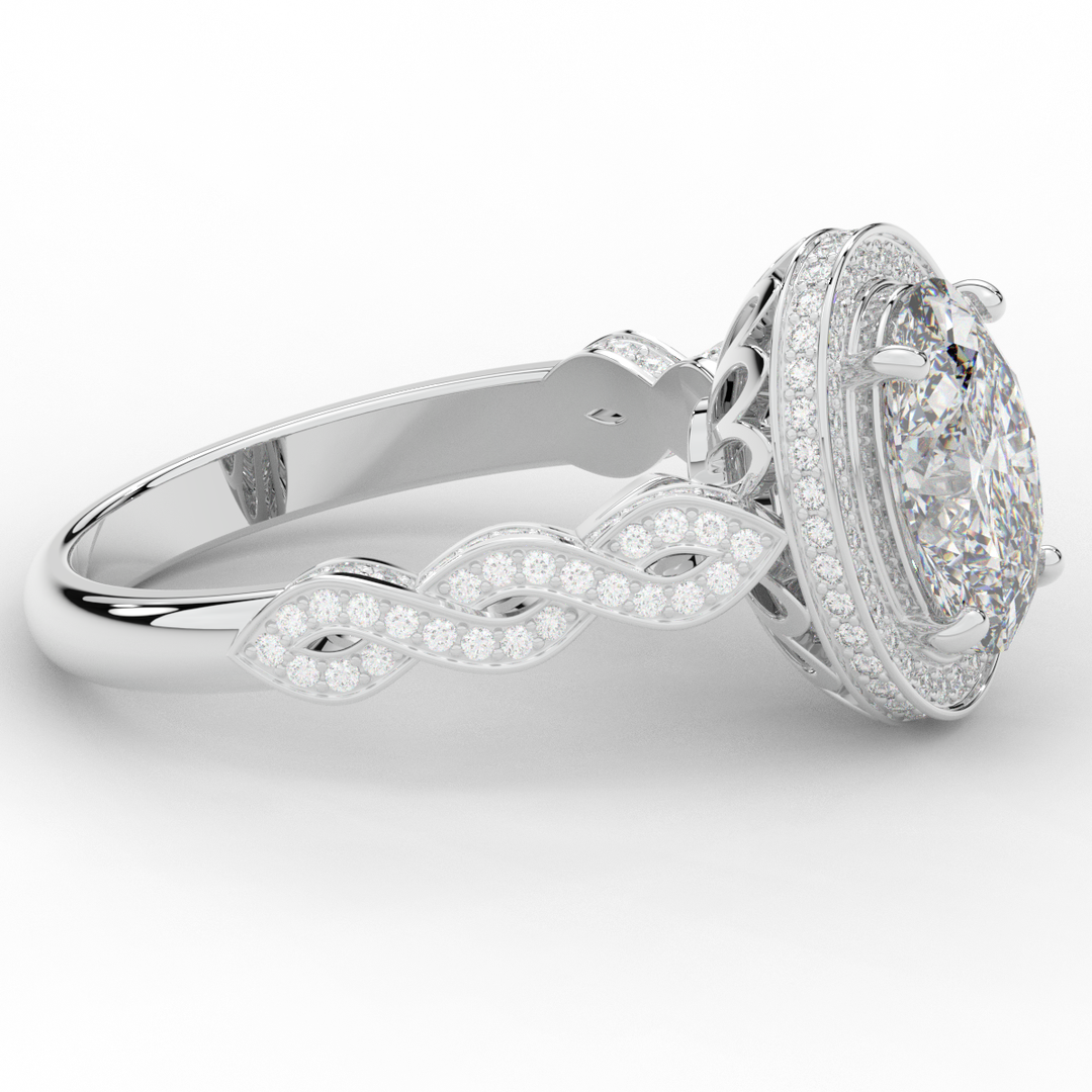 3.10CT.TW OVAL LAB DIAMOND HALO ENGAGEMENT RING - Nazarelle