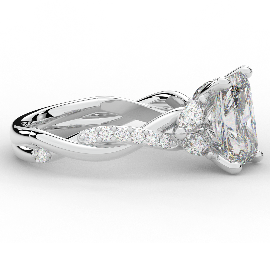 2.40CT.TW RADIANT LAB DIAMOND TWIST BAND ENGAGEMENT RING - Nazarelle