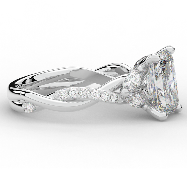 2.40CT.TW RADIANT LAB DIAMOND TWIST BAND ENGAGEMENT RING - Nazarelle