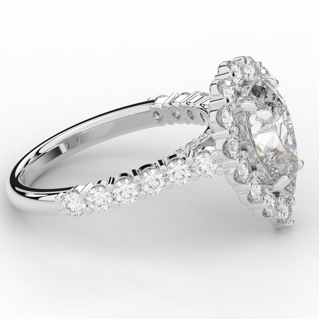 3.10CT.TW PEAR LAB DIAMOND HALO ENGAGEMENT RING - Nazarelle