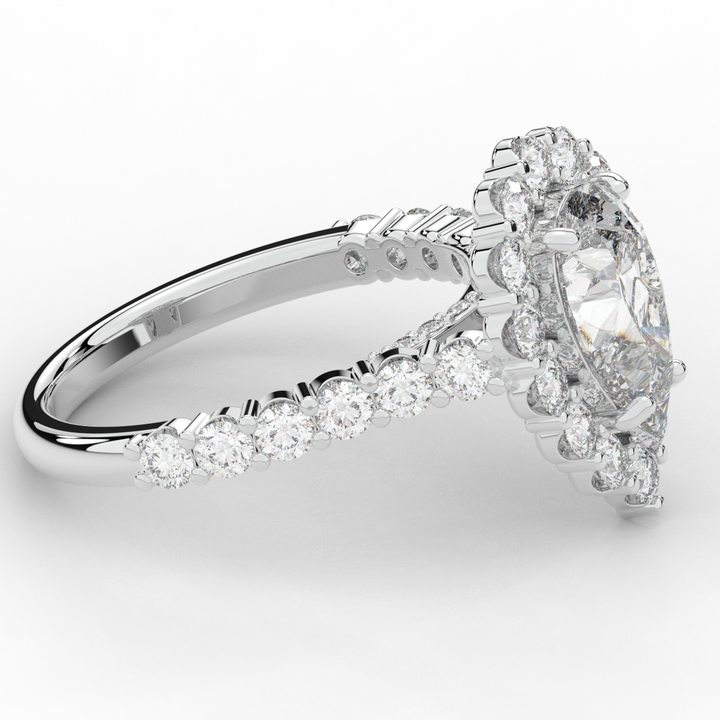 3.10CT.TW PEAR LAB DIAMOND HALO ENGAGEMENT RING - Nazarelle