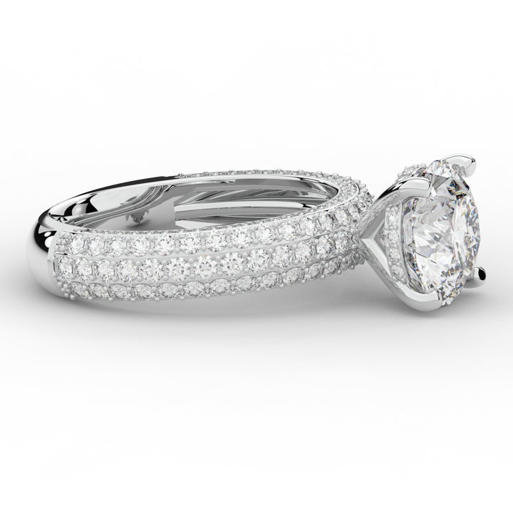 4.80CT.TW ROUND LAB DIAMOND UNDERHALO ENGAGEMENT RING - Nazarelle