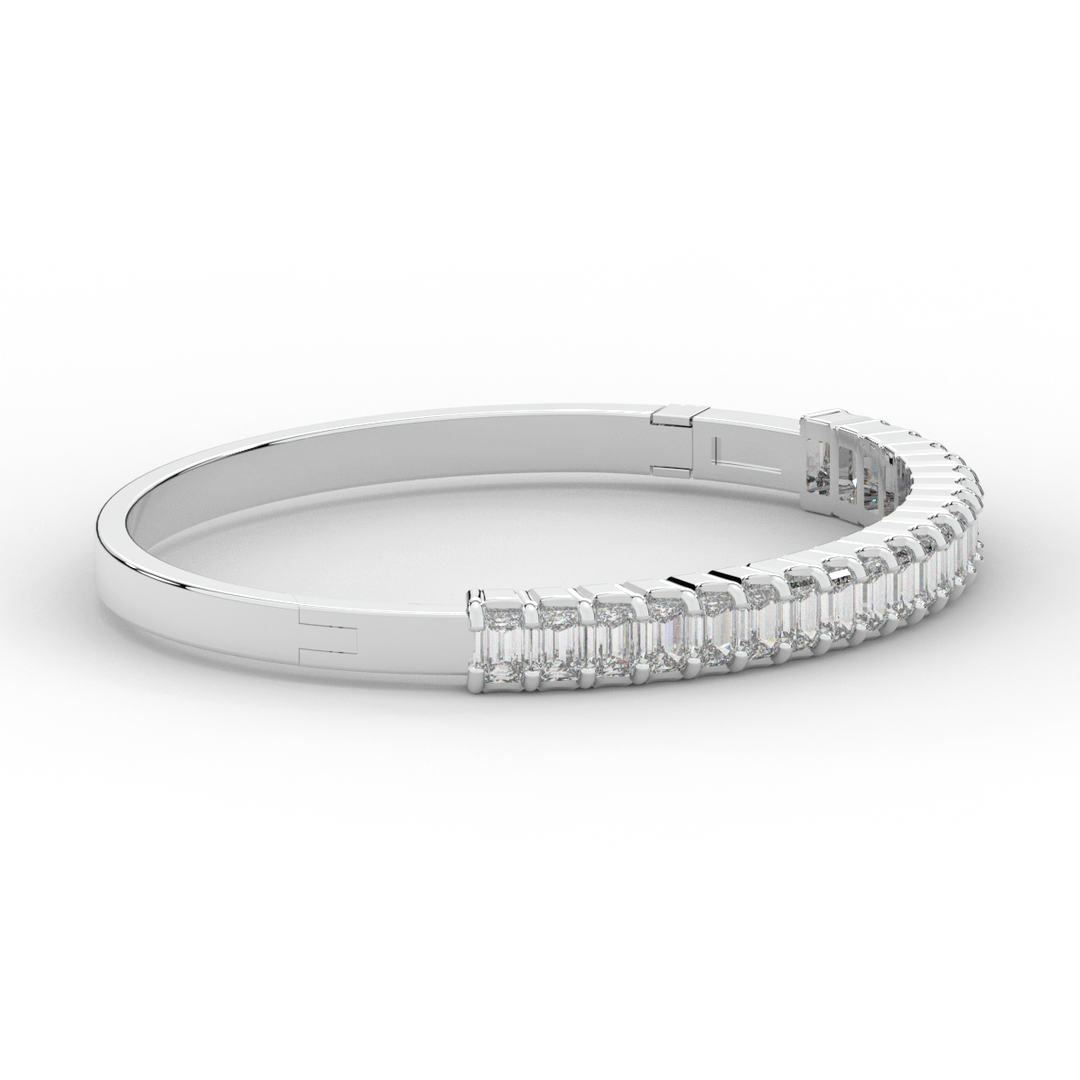 6.50CT.TW EMERALD CUT LAB DIAMOND BANGLE - Nazarelle