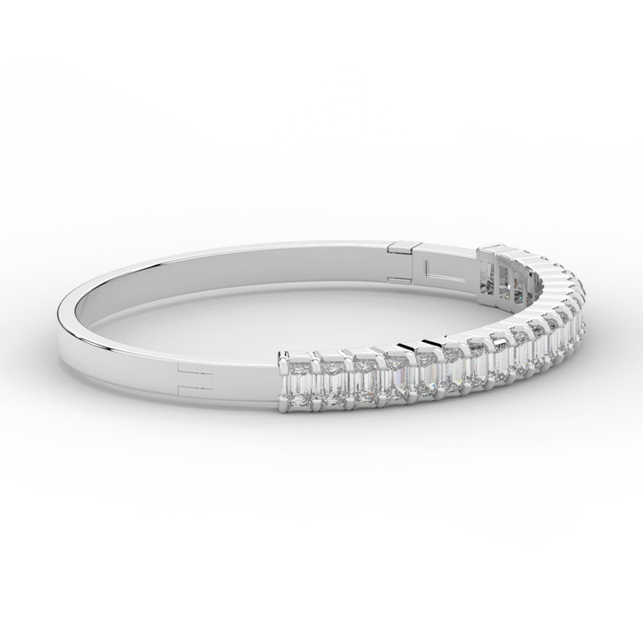 6.50CT.TW EMERALD CUT LAB DIAMOND BANGLE - Nazarelle