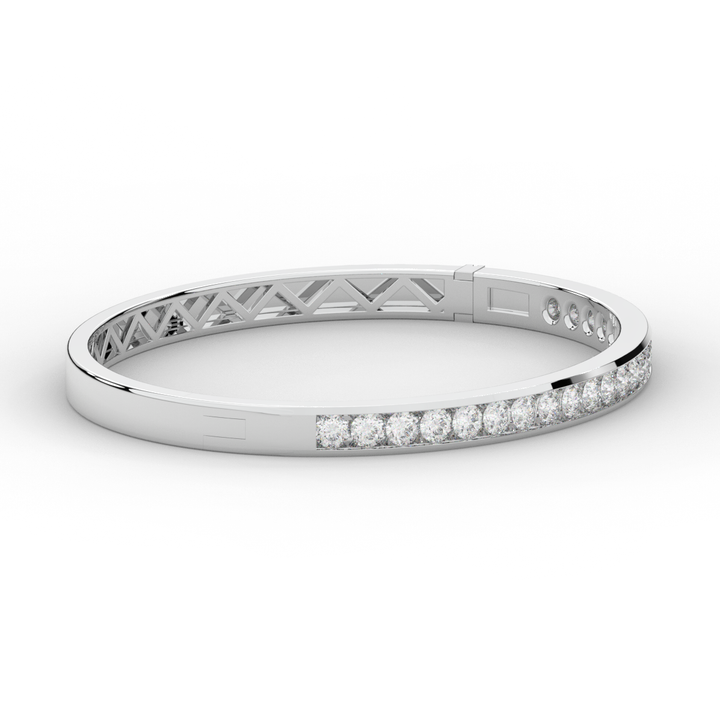 2.75CT.TW ROUND LAB CHANNEL SET DIAMOND BANGLE - Nazarelle