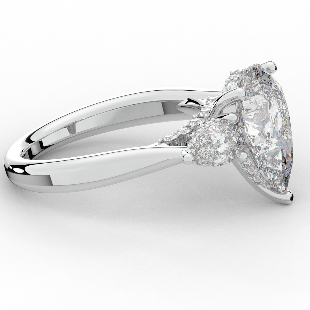 3.70CT.TW PEAR LAB DIAMOND 3 STONE ENGAGEMENT RING - Nazarelle