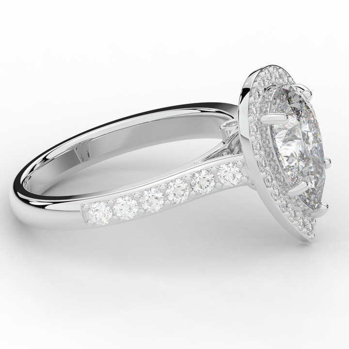 2.50CT.TW PEAR LAB DIAMOND HALO ENGAGEMENT RING - Nazarelle