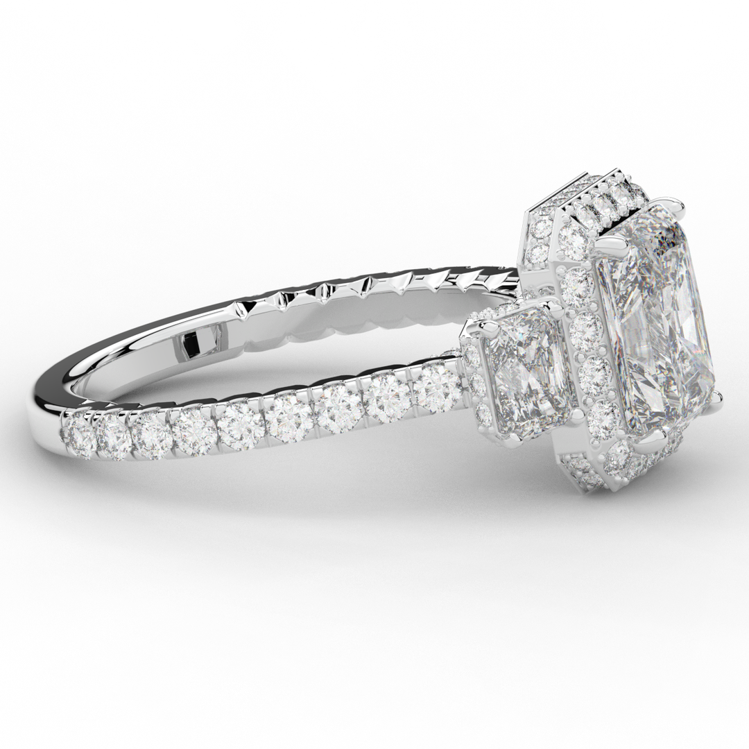 3.20CT.TW RADIANT LAB DIAMOND 3 STONE ENGAGEMENT RING - Nazarelle
