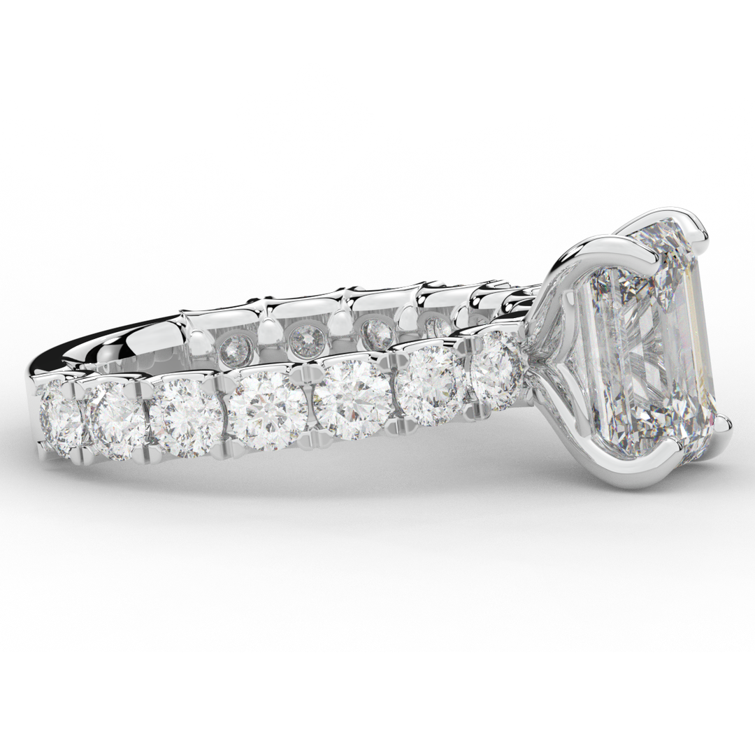 4.35CT.TW EMERALD CUT LAB DIAMOND ENGAGEMENT RING - Nazarelle