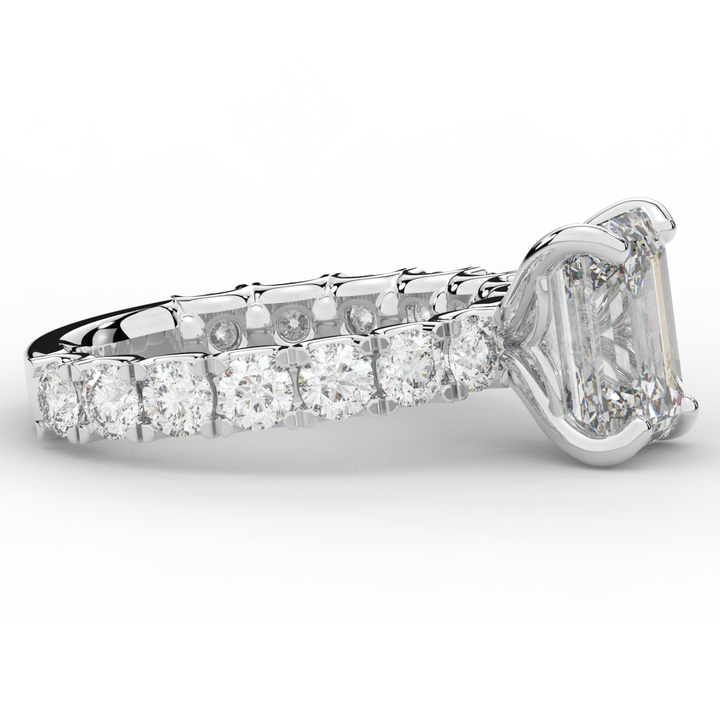 4.35CT.TW EMERALD CUT LAB DIAMOND ENGAGEMENT RING - Nazarelle