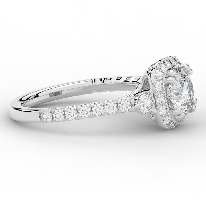 1.75CT.TW ROUND LAB DIAMOND HALO ENGAGEMENT RING - Nazarelle