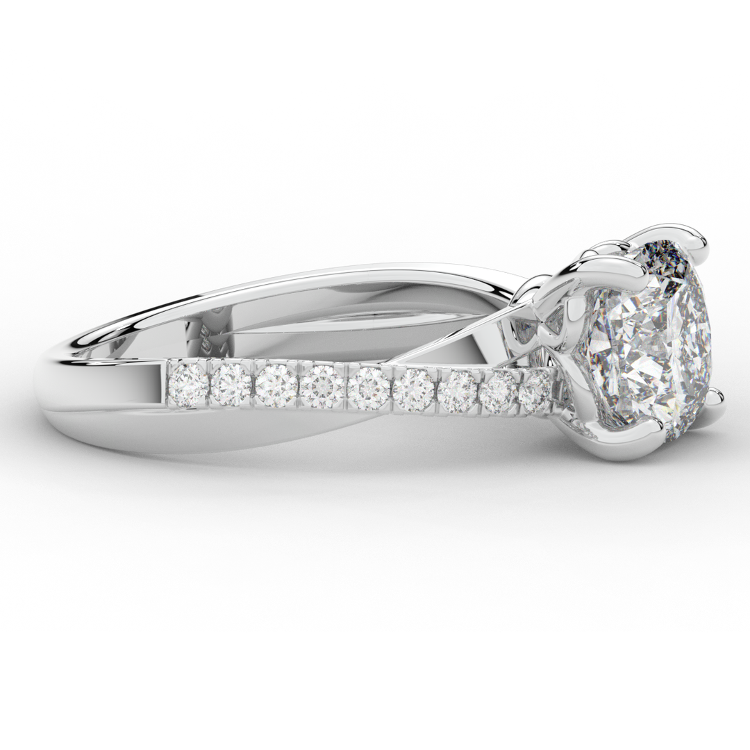 2.20CT.TW CUSHION LAB DIAMOND TWISTBAND ENGAGEMENT RING - Nazarelle