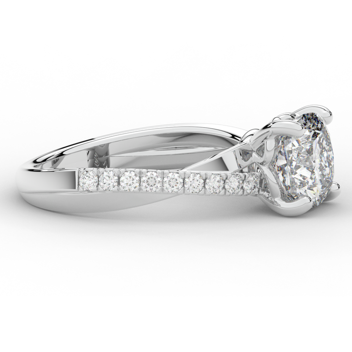 2.20CT.TW CUSHION LAB DIAMOND TWISTBAND ENGAGEMENT RING - Nazarelle