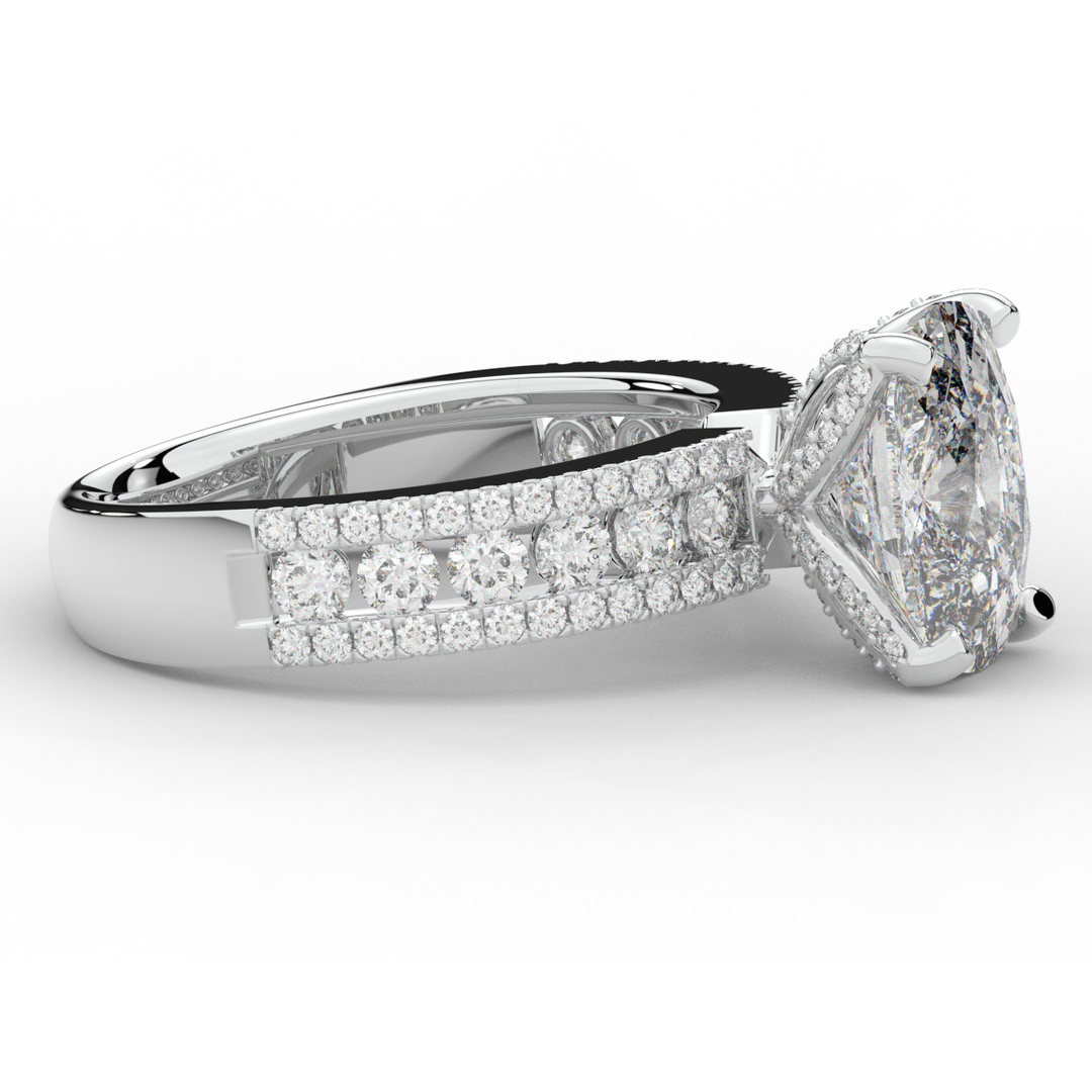 3.95CT.TW CUSHION LAB DIAMOND SOLITAIRE ENGAGEMENT RING - Nazarelle
