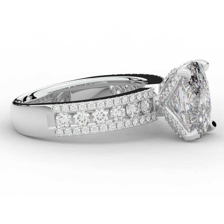 3.95CT.TW CUSHION LAB DIAMOND SOLITAIRE ENGAGEMENT RING - Nazarelle
