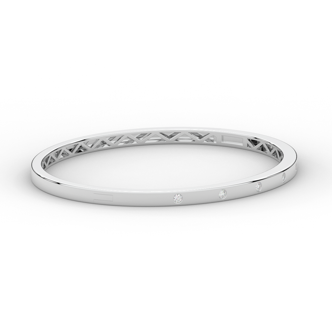 0.15CT.TW ROUND LAB BEZEL SET DIAMOND BANGLE - Nazarelle