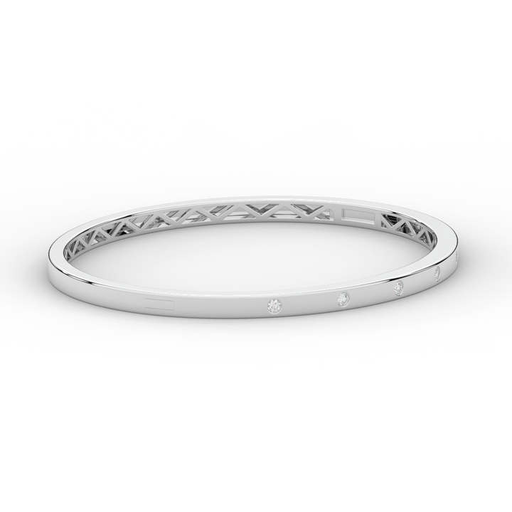 0.15CT.TW ROUND LAB BEZEL SET DIAMOND BANGLE - Nazarelle