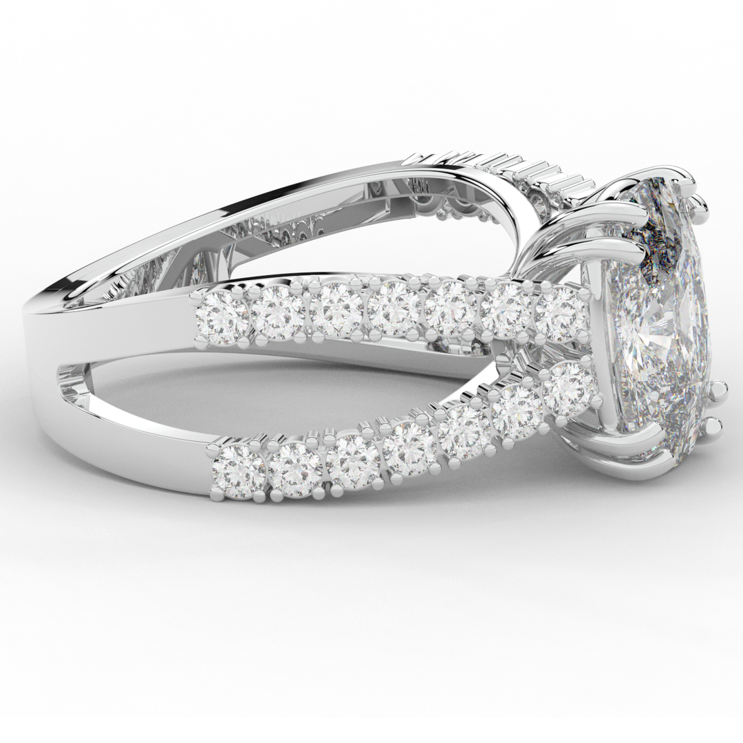 3.75CT.TW CUSHION LAB DIAMOND SPLIT BAND ENGAGEMENT RING - Nazarelle