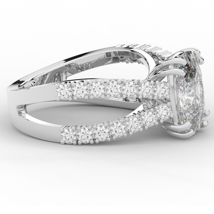 3.75CT.TW CUSHION LAB DIAMOND SPLIT BAND ENGAGEMENT RING - Nazarelle