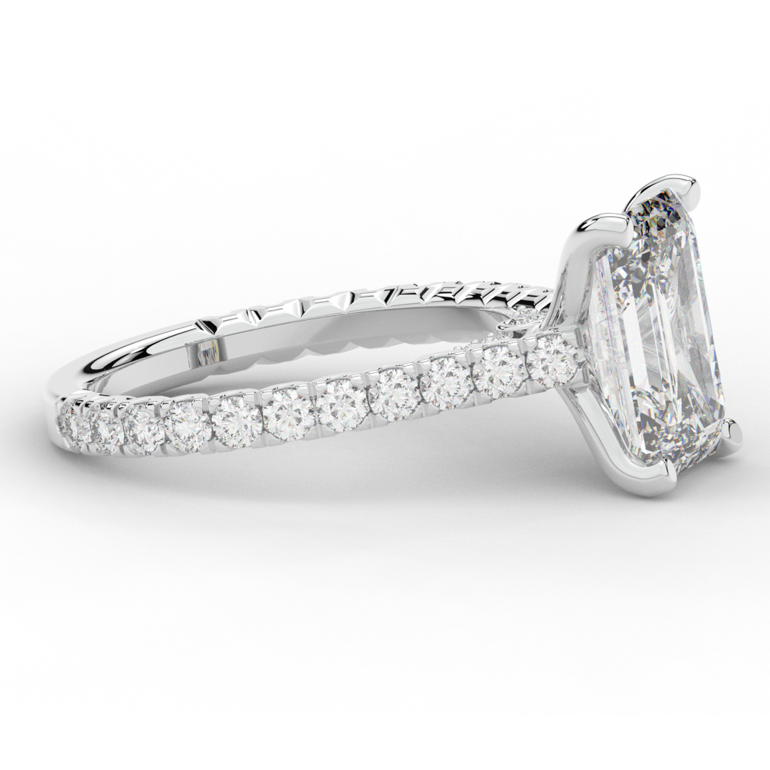 4.25CT.TW EMERALD CUT LAB DIAMOND SOLITAIRE ENGAGEMENT RING - Nazarelle