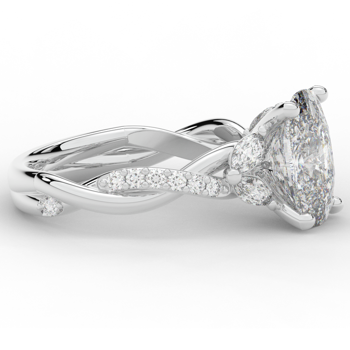 2.40CT.TW CUSHION LAB DIAMOND TWIST BAND ENGAGEMENT RING - Nazarelle