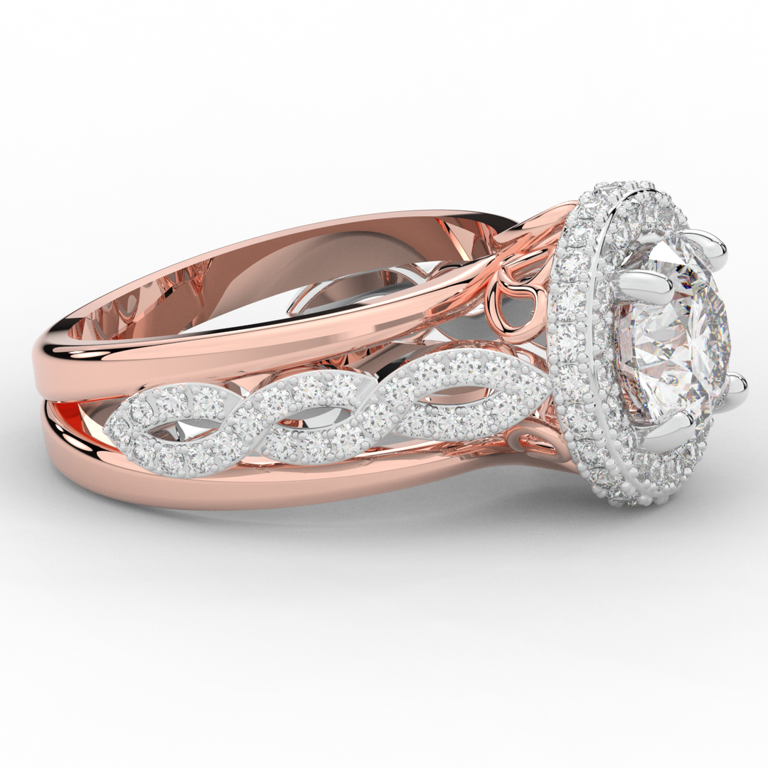 2.85CT.TW ROUND LAB DIAMOND HALO TWO TONE ENGAGEMENT RING - Nazarelle