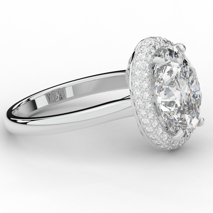 4.40CT.TW OVAL LAB DIAMOND HALO ENGAGEMENT RING - Nazarelle