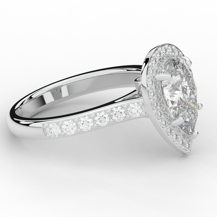 2.50CT.TW PEAR LAB DIAMOND HALO ENGAGEMENT RING - Nazarelle
