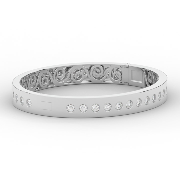 4.50CT.TW ROUND LAB DIAMOND ETERNITY BEZEL SET BANGLE - Nazarelle