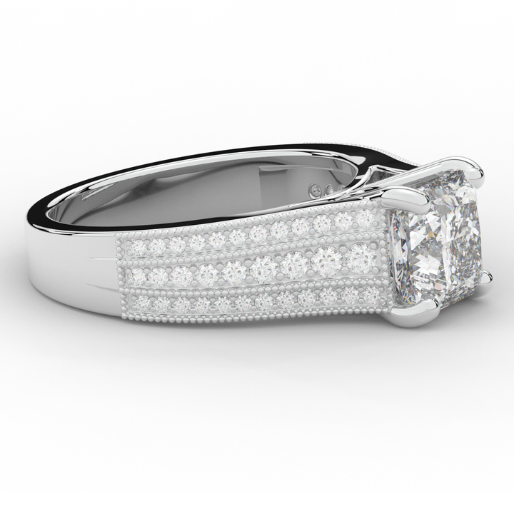 3.55CT.TW PRINCESS LAB DIAMOND ENGAGEMENT RING - Nazarelle