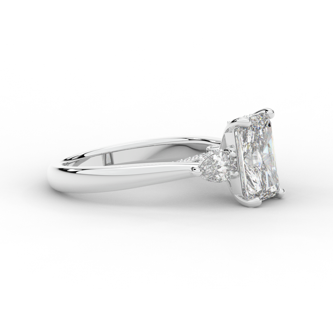 2.40CT.TW RADIANT LAB DIAMOND 3 STONE ENGAGEMENT RING - Nazarelle
