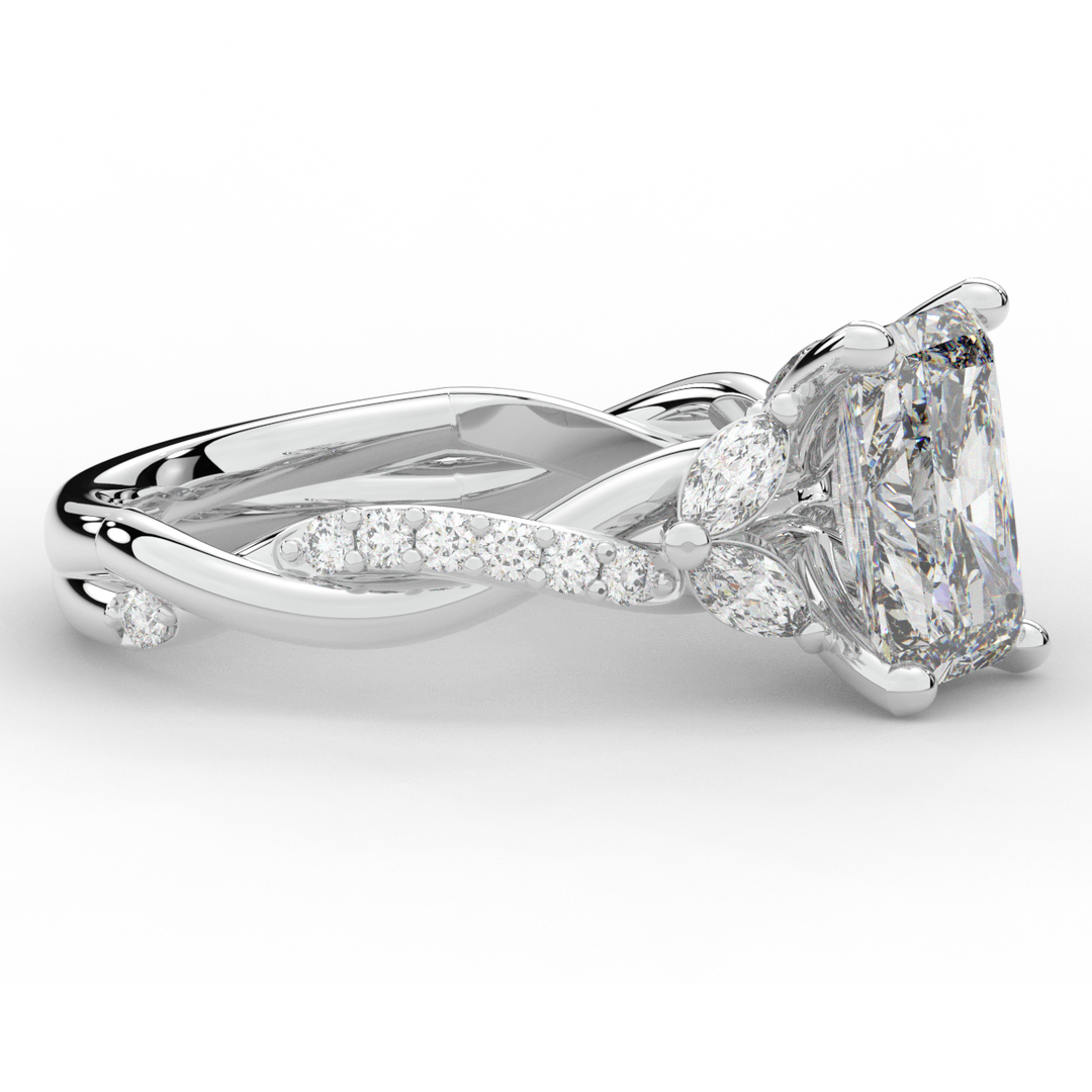 2.40CT.TW RADIANT LAB DIAMOND TWIST BAND ENGAGEMENT RING - Nazarelle
