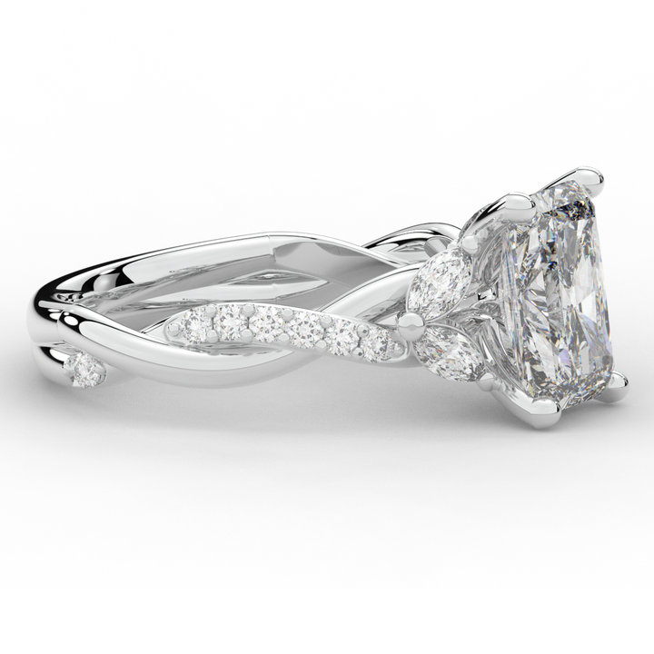 2.40CT.TW RADIANT LAB DIAMOND TWIST BAND ENGAGEMENT RING - Nazarelle