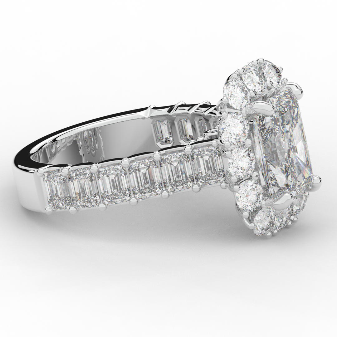 6.00CT.TW RADIANT LAB DIAMOND HALO ENGAGEMENT RING - Nazarelle