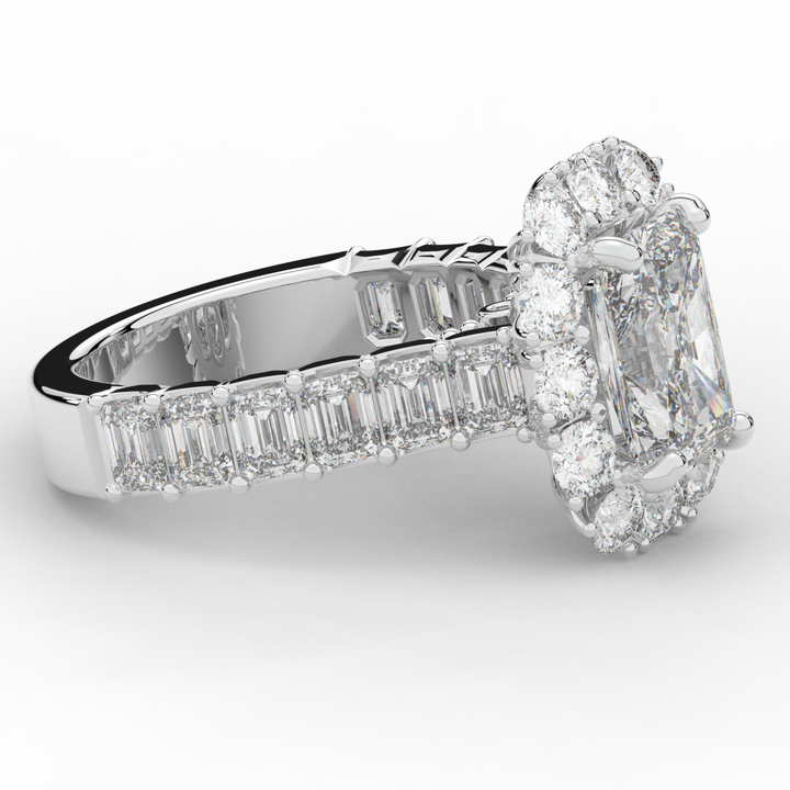 6.00CT.TW RADIANT LAB DIAMOND HALO ENGAGEMENT RING - Nazarelle