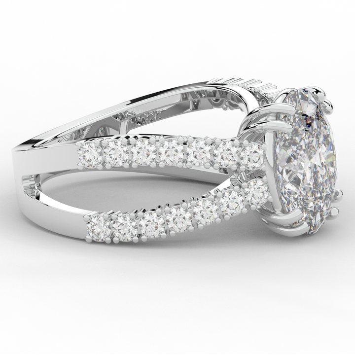 3.75CT.TW OVAL LAB DIAMOND SPLIT BAND ENGAGEMENT RING - Nazarelle