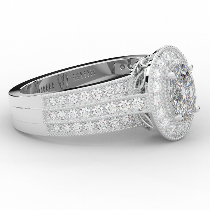 1.80CT.TW OVAL LAB DIAMOND HALO ENGAGEMENT RING - Nazarelle